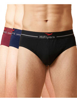 HIFlyers - Odour-Free Cotton Lycra Regular Everyday Innerwear Breif (Pack Of 3)