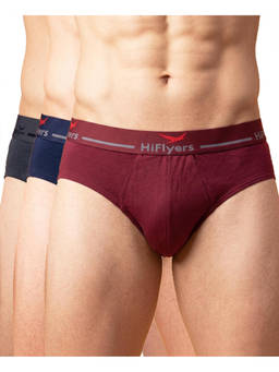 HIFlyers - Odour-Free Cotton Lycra Regular Fit Everyday Innerwear Breif (Pack Of 3)