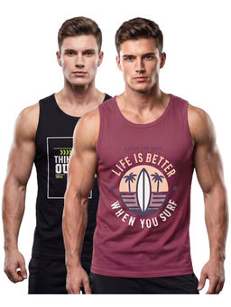 T.T. - Versatile Men Cool Cotton Printed Round Neck Muscle Vest (Pack Of 2)