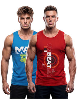 T.T. - Comfortable Men Cool Printed Regular Fit Round Neck Muscle Vest (Pack Of 2)