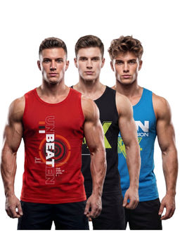 T.T. - Soft Men Cool Cotton Printed Regular Fit Round Neck Muscle Vest (Pack Of 3)