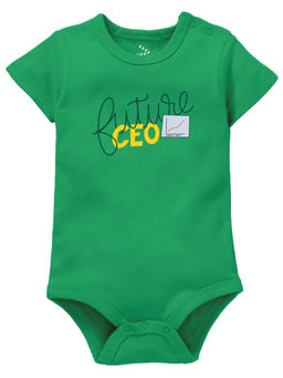 Zeezeezoo - Half Sleeves Future CEO Printed Baby Onesie - Green