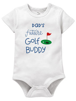 Zeezeezoo - Half Sleeves Dad's Future Golf Buddy Printed Baby Onesie - White