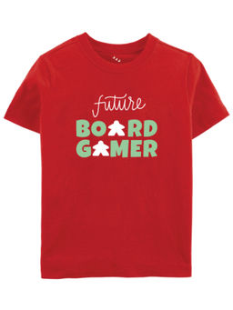 Zeezeezoo - Future Theme Half Sleeves Future Board Gamer Printed Kids T-Shirt - Red