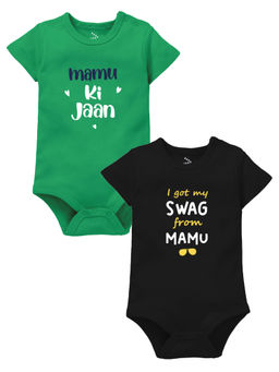Zeezeezoo - Family Theme Mamu Ki Jaan and Swag from Mamu Printed Baby Onesie (Pack of 2)