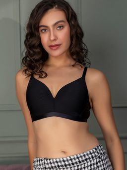 Chelvet - Women Black Medium Coverage Non-Wired Lightly Padded Everyday Bra
