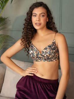 Chelvet - Women's Lightly Padded Wireless Medium Coverage Bra | Printed Everyday Support & Shape