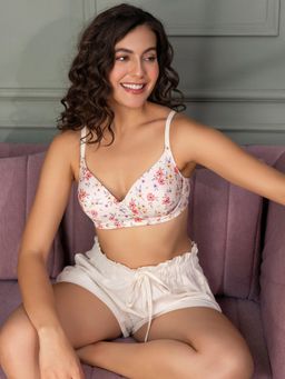 Chelvet - Women's Lightly Padded Wireless Medium Coverage Bra | Printed Everyday Support & Shape
