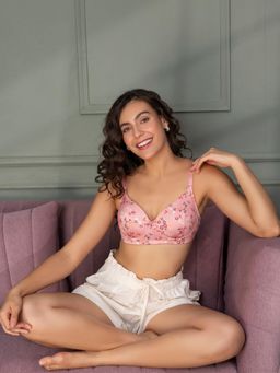 Chelvet - Women's Lightly Padded Wireless Medium Coverage Bra | Printed Everyday Support & Shape