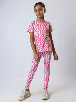 UMILDO - Pink Pixel Pop Playful Pink T-shirt & Leggings