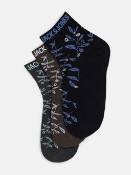 Jack & Jones - Men Tropical Print Multicolor Ankle Length Socks (Pack of 3)