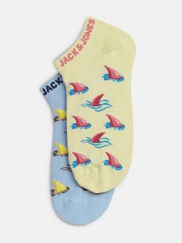 Jack & Jones - Men Printed Multicolor Ankle Length Socks (Pack of 2)