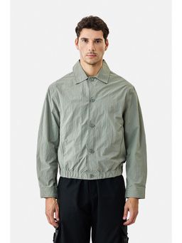 Snitch - Green Plain Full Sleeves Relaxed Casual Jacket for Men