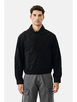 Snitch - Black Plain Full Sleeves Relaxed Casual Jacket for Men