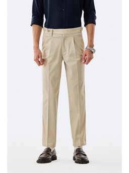 Snitch - Beige Plain Relaxed Casual Trouser for Men