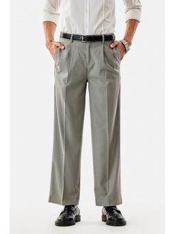 Snitch - Grey Solid Relaxed Formal Trouser for Men