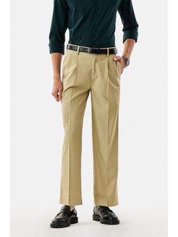 Snitch - Beige Solid Relaxed Formal Trouser for Men