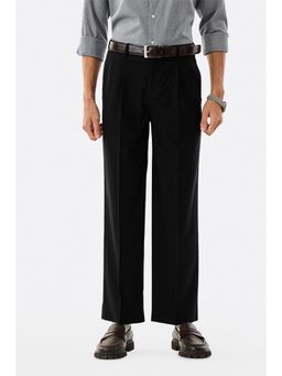 Snitch - Black Solid Relaxed Formal Trouser for Men