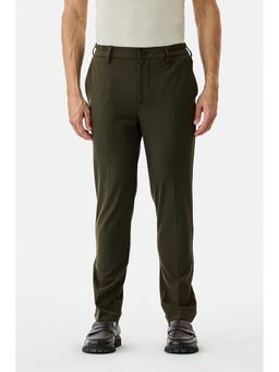 Snitch - Olive Plain Slim Formal Trouser for Men