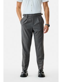 Snitch - Grey Solid Relaxed Formal Trouser for Men