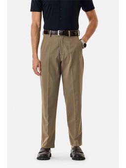Snitch - Brown Plain Relaxed Formal Trouser for Men