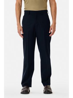 Snitch - Navy Plain Relaxed Formal Trouser for Men