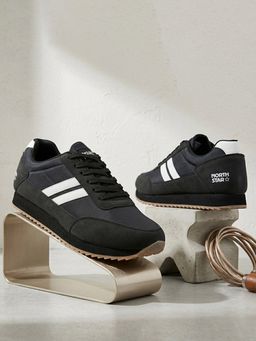 North Star - Men Black Casual Lace-Up Sneakers