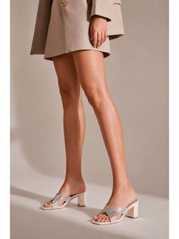 SCENTRA - Womens Silver Block Heels