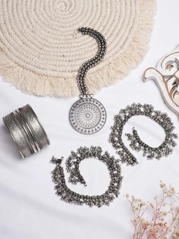 Teejh - by Joker and Witch Ganika Silver Oxidised Jewelry Gift Set
