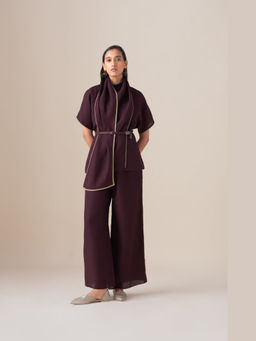AMPM - Burgundy Dilnami Top with Scarf and Belt
