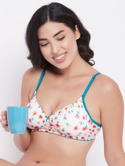 Clovia - Polyamide Printed Padded Full Cup Wire Free T-shirt Bra - Multi Color