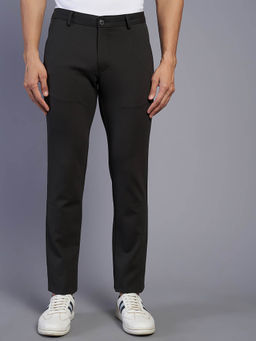 JadeBlue - Men Cotton Solid Olive Regular Fit Casual Trouser