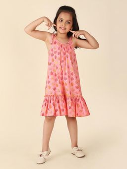 Fabindia - Pink Cotton Printed Dress