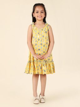 Fabindia - Yellow Cotton Printed Dress