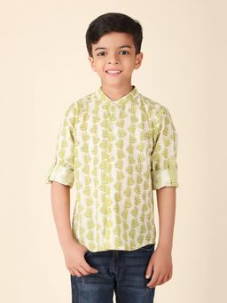 Fabindia - Green Cotton Printed Shirt