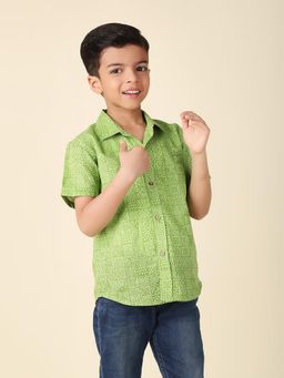 Fabindia - Green Cotton Printed Shirt