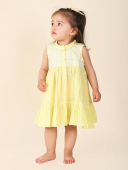 Fabindia - Yellow Cotton Chikankari Dress