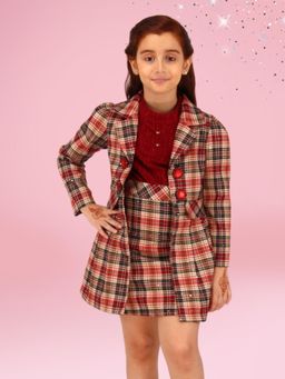 Cutecumber - Maroon Winter Party Full Sleeve Mini Length Dress with Jacket
