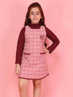 Cutecumber - Baby Girls Mini Check Dress with Knit Sweater