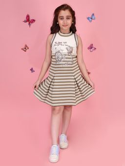 Cutecumber - Girls Yellow Beige Fit and Flare Tennis Dress