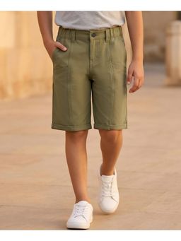 Arias by LARA DUTTA - Boys Elastane Woven Shorts with Pocket Lt Olive