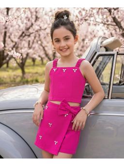 Arias by LARA DUTTA - Cotton Elastane Hand Embroidered Co-Ord Set -Pink
