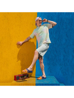 SOLETHREADS - Alligator Navy Orange Solid Men Sliders