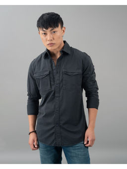 ROOKIES - Navy Blue Full Sleeve Solid Casual Shirt