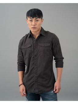 ROOKIES - Charcoal Full Sleeves Solid Casual Shirt
