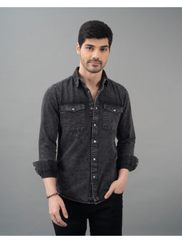 ROOKIES - Black Full Sleeves Denim Casual Shirt