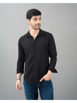 ROOKIES - Black Full Sleeve Self Design Casual Shirt