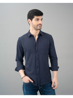 ROOKIES - Navy Blue Full Sleeve Solid Casual Shirt