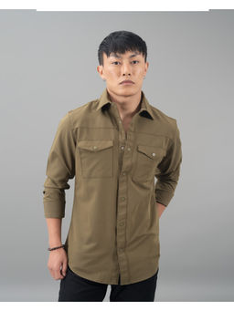 ROOKIES - Olive Full Sleeves Solid Casual Shirt
