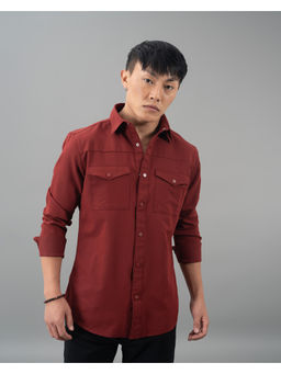 ROOKIES - Red Full Sleeves Solid Casual Shirt